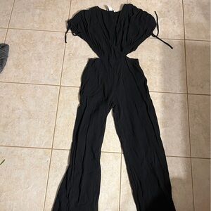 Vintage H&M Black Cutout Crushed Linen Jumpsuit